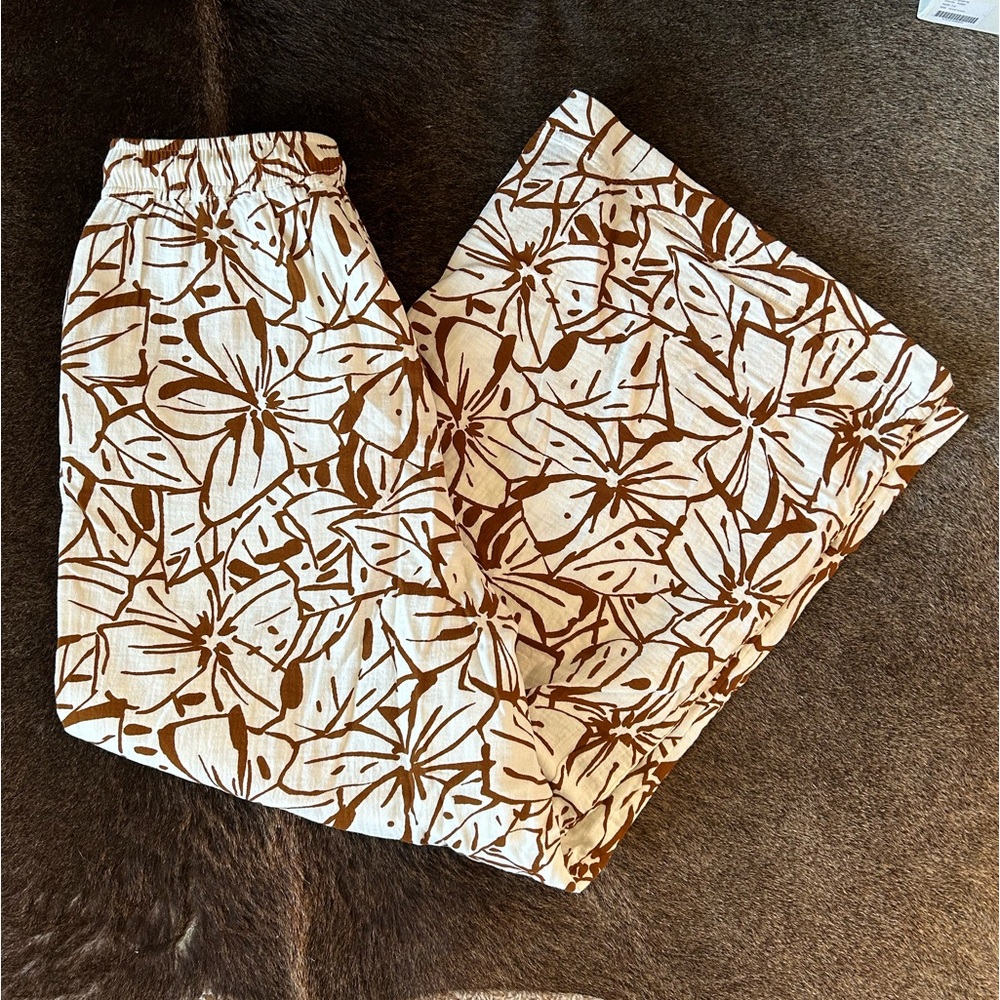 NWT double-gauze drawstring wide-leg pants in abstract flora Madewell - Picture 3 of 5